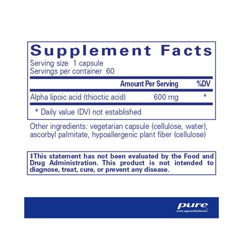 Alpha Lipoic Acid 600 mg Pure Encapsulations (60 caps)