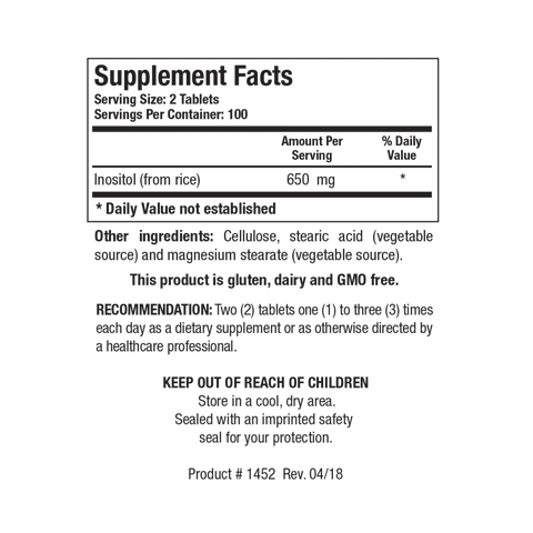 Inositol (from rice) (200 tabs)