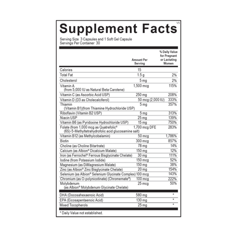 Prenatal Complete with DHA (6-15 caps y 5 soft gel packs)